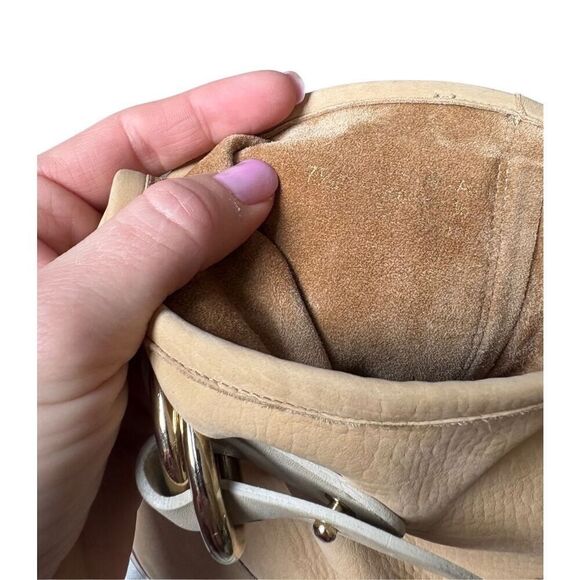 Frye Ricki Ring Fold Back Soft Leather Bootie size 7.5 Cream Tan - Picture 6 of 11